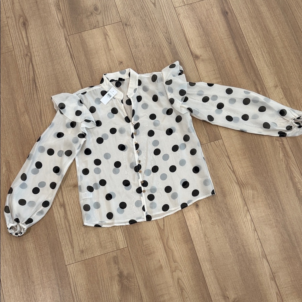 Anne taylor Polka Dot Shirt - Black and White